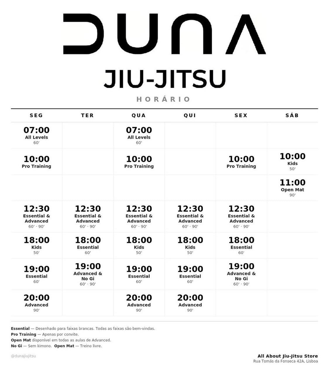 Academy timetable